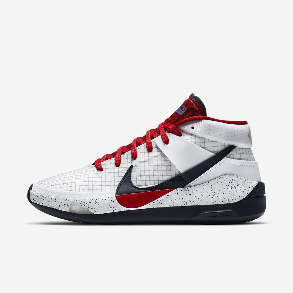 Chaussure De Basket Nike KD13 Blanche 1567-289 White/Obsidian/Sport Red Homme | WDW-10993117